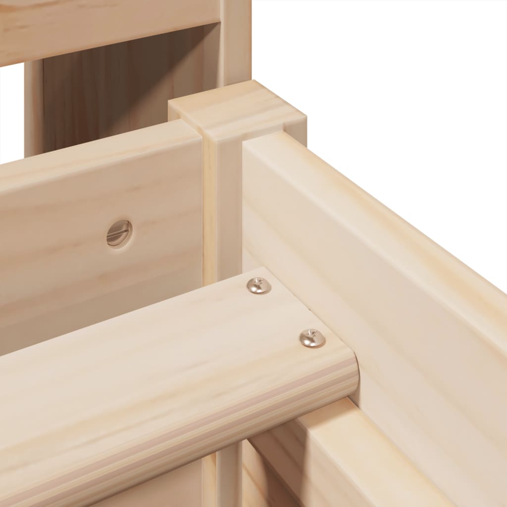 Seng med reol uden madras massivt fyrretræ - naturfarvet, 90 x 190 cm - number 9.
