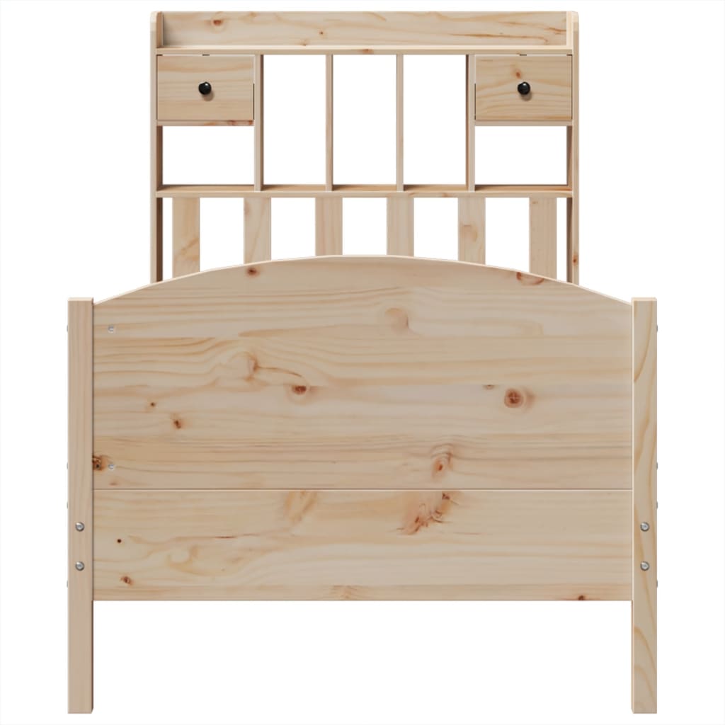 Krevet s policom bez madraca čvrsti bor - prirodna boja, 75 x 190 cm - number 4.
