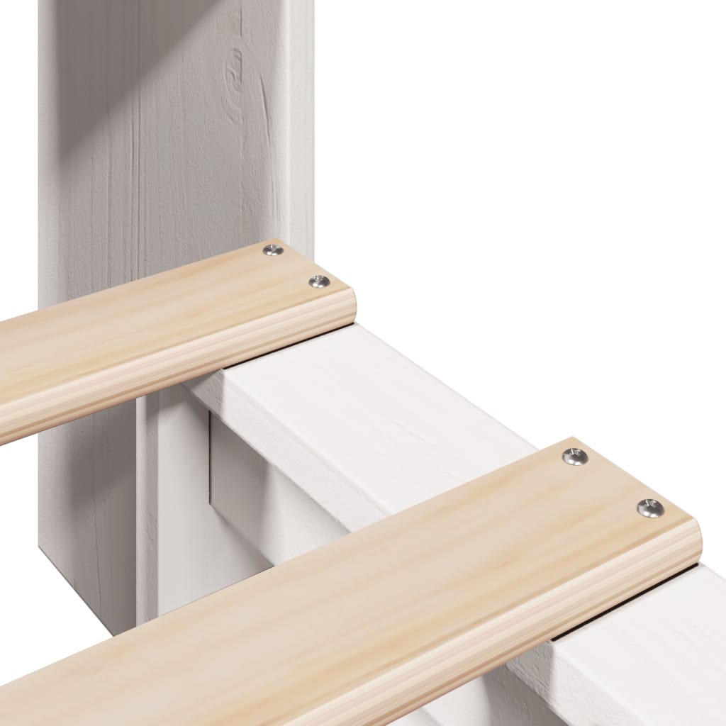 Seng med reol uden madras massivt træ - hvid, 100 x 200 cm - number 9.