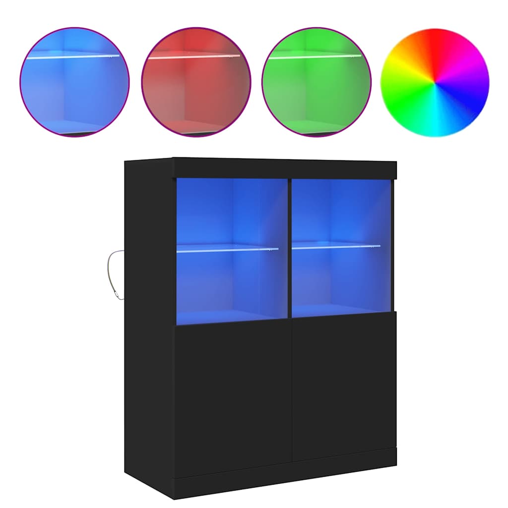 Skænk 81x37x100 cm konstrueret træ - sort, 1, x - number 2.