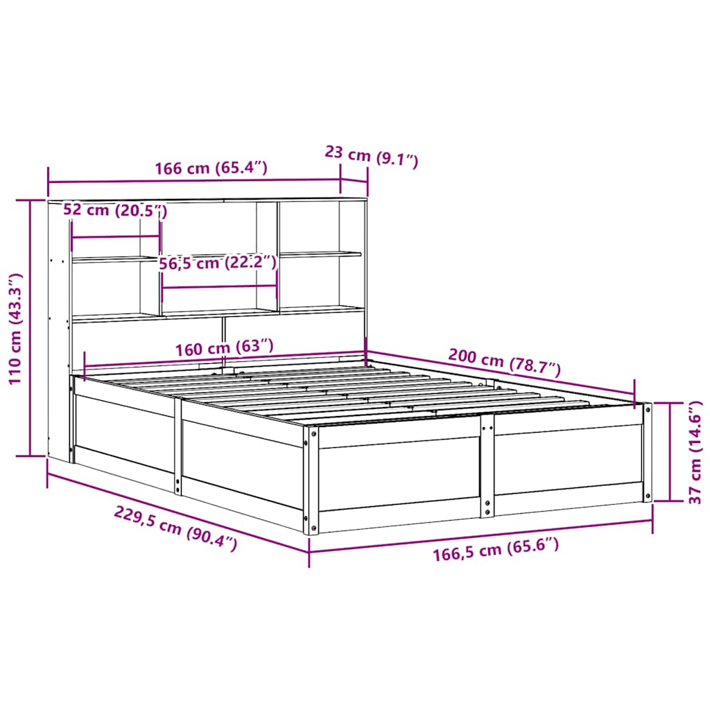 Rama łóżka bez materaca sosna stała - naturalny kolor, 160 x 200 cm - number 12.