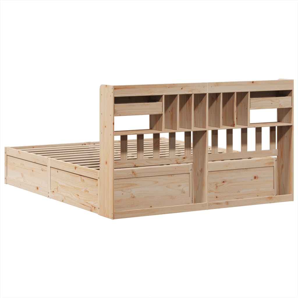 Okvir kreveta bez madraca punog bora - prirodne boje, 200 x 200 cm - number 7.