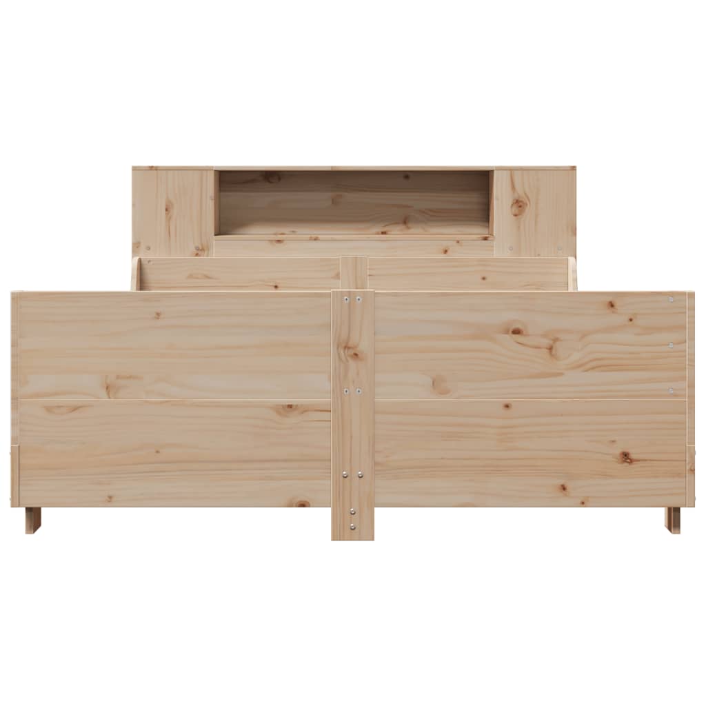Bed frame without mattress solid pine wood - natural color, 140 x 190 cm - number 4.