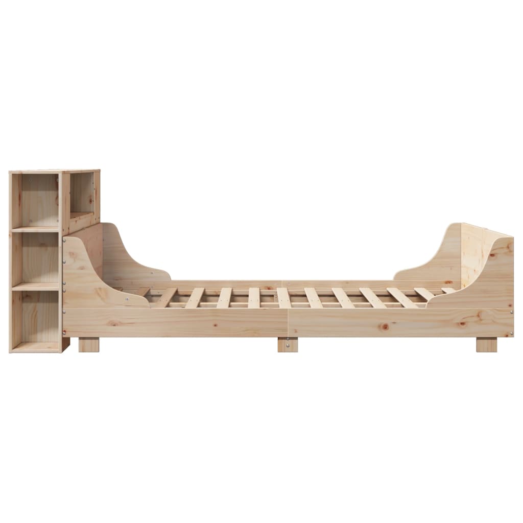 Bed frame without mattress solid pine wood - natural color, 140 x 190 cm - number 7.