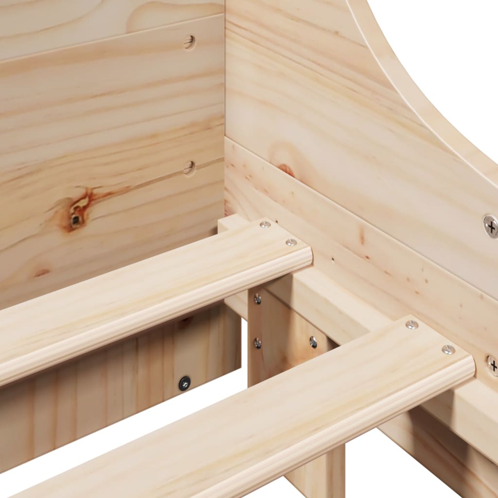 Bed frame without mattress solid pine wood - natural color, 140 x 190 cm - number 9.