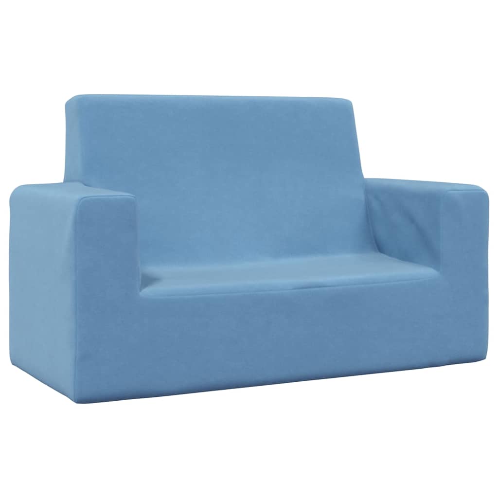 2-personers sofa til børn blødt plys - blå, 2-sædet - number 1.