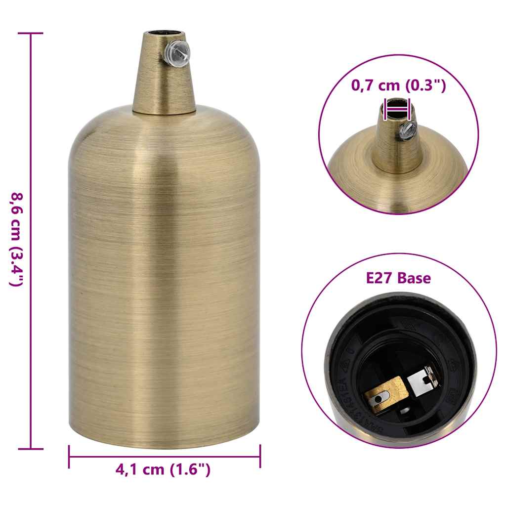 Lamp holders 2 pcs e27 - bronze, 41 x 86 mm - number 8.