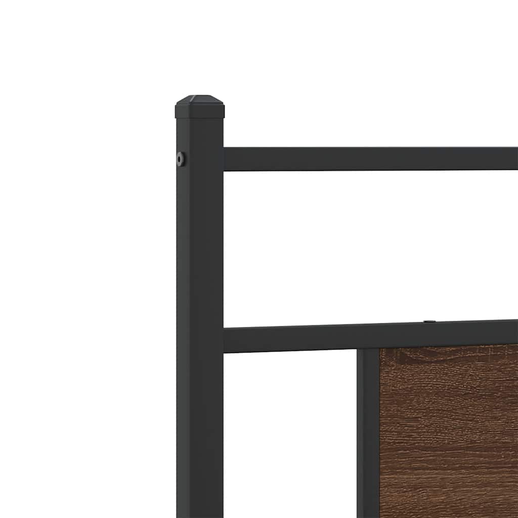 Sengeramme uden madras konstrueret træ brunt eg - brun eg, 75 x 190 cm, med sengegavl og dobbelt lavt fodgærde - number 9.