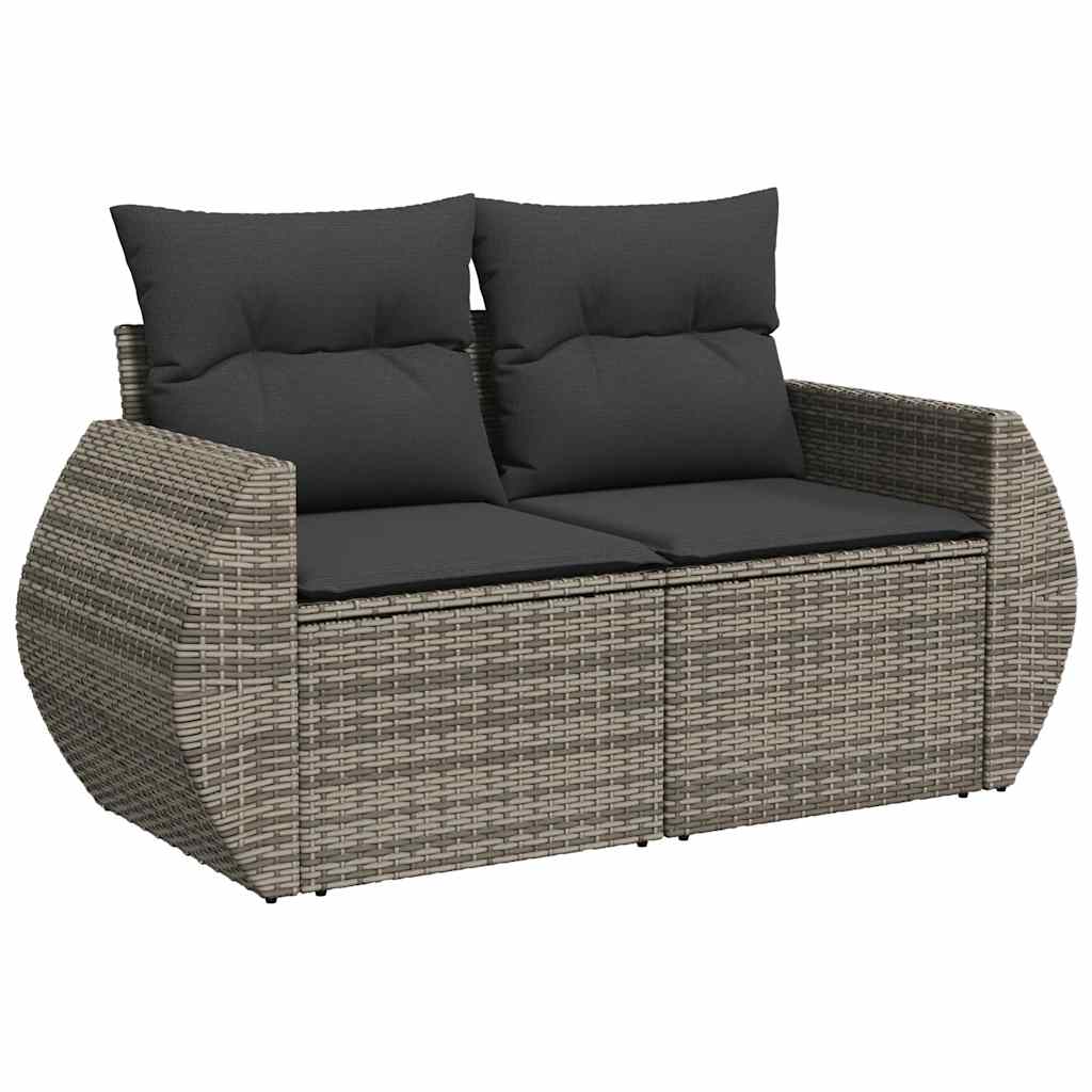 Sofa sett for hage 8 deler med puter polyrattan - grå og mørk grå, 3x hjørne deler + bord + 3x midtdel + fotskammel, 1 - number 3.