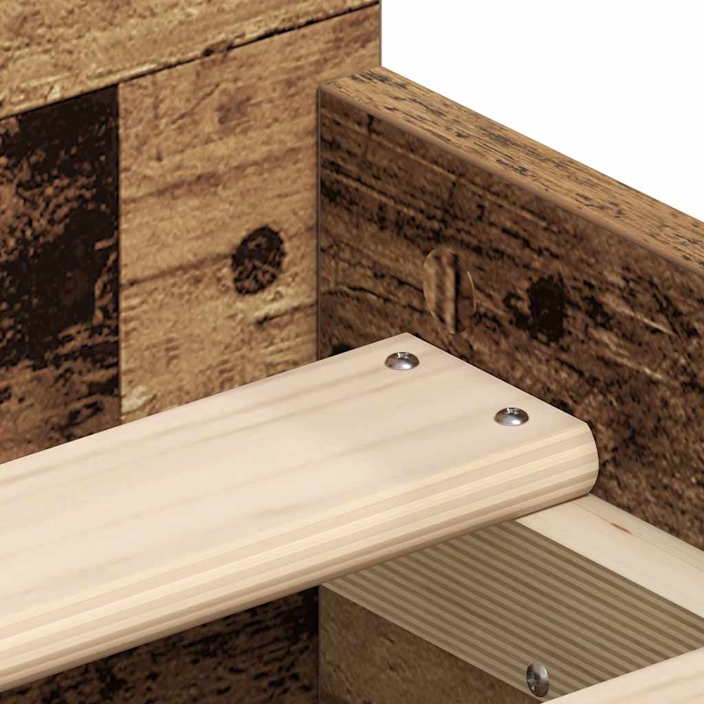 Rama łóżka bez materaca zbudowanego drewnianego drewna - stare drewno, 90 x 190 cm - number 9.