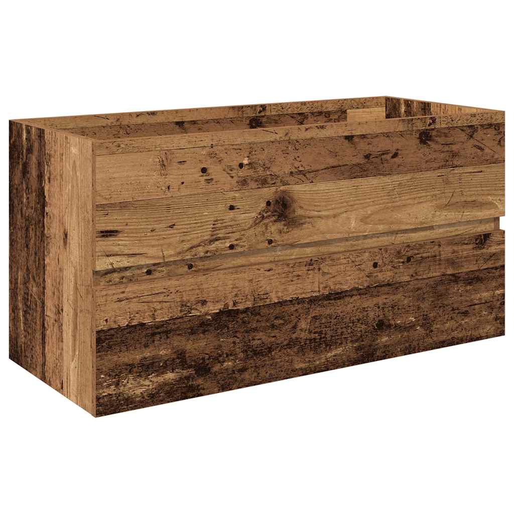 Umivaonik sa ugradbenim sudoperom i slavinom - staro drvo, 90 x 38,5 x 45 cm, 1, sa slavinom i odvodom - number 4.