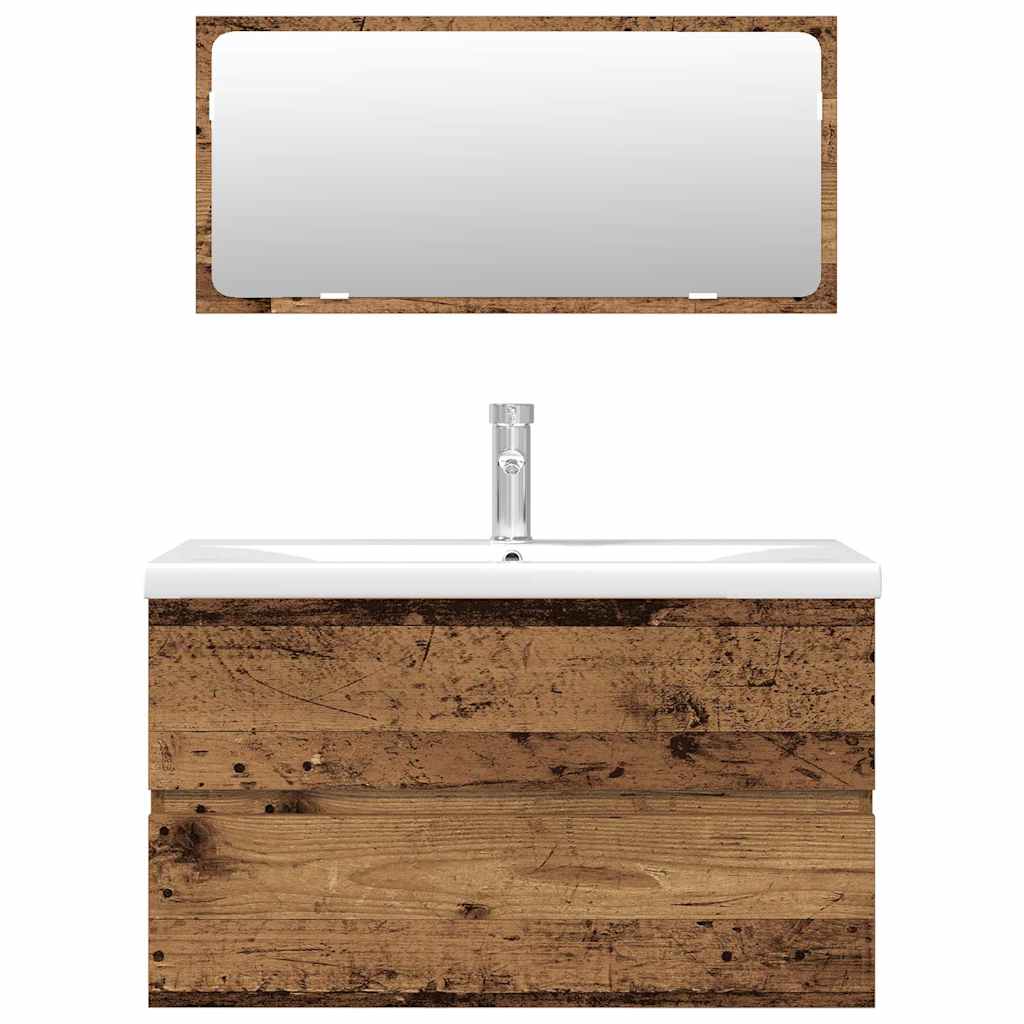 Baderomsmøbelsett 3 deler konstruert tre antikt tre - ooo 1 - number 4.