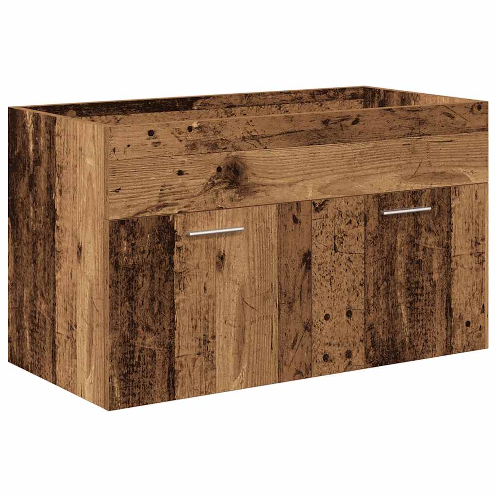 Vaskeskab med indbygget vask og vandhane - gammelt træ, 80 x 38.5 x 46 cm, med vandhane, 1 - number 4.