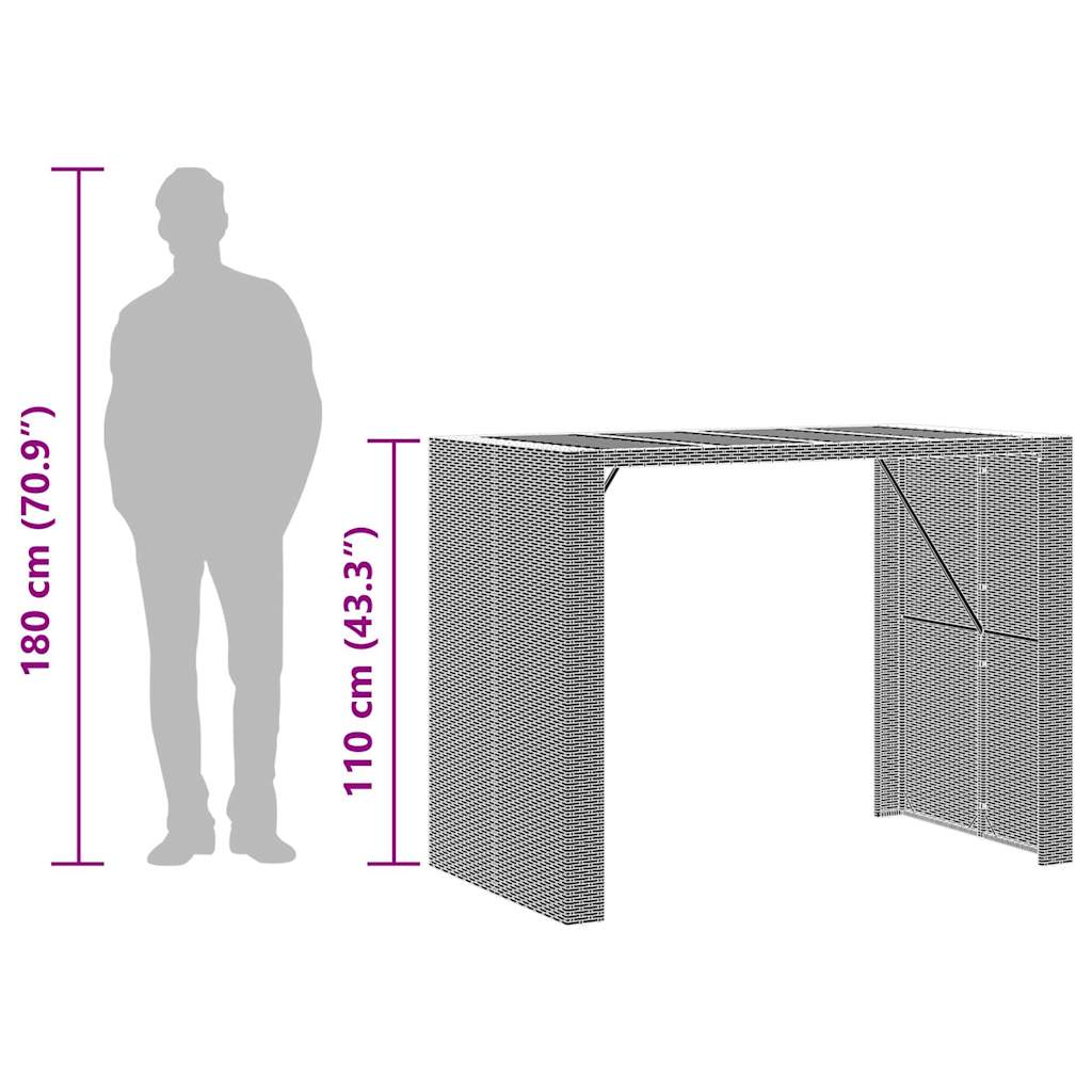 Hagebarsett 5 stk uten puter polyrattan akasietre - grå, 145 cm, 4 - number 9.