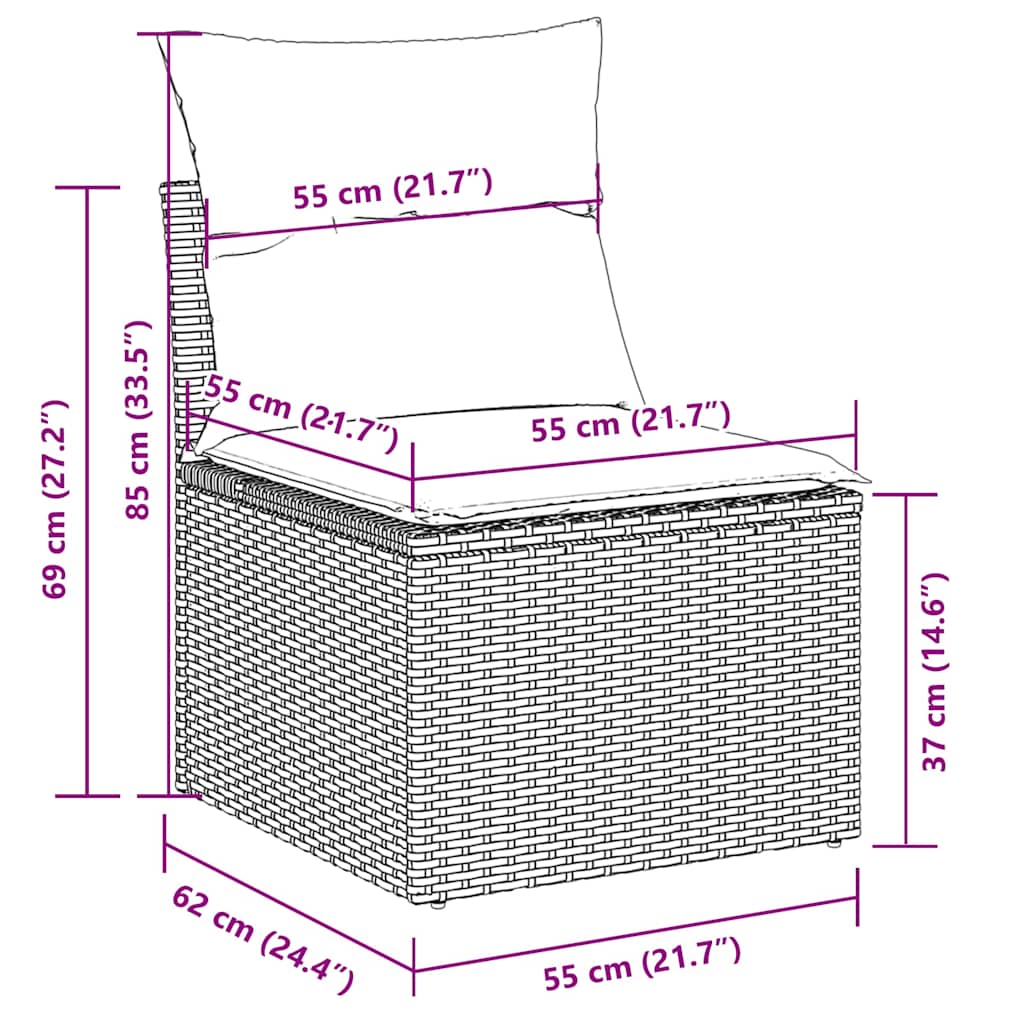 Kauč set za vrt 6 dijelova s ​​jastucima polirattan - sivi, s pohranom, 1-4 - number 12.