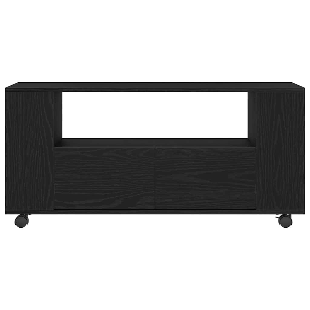 Tv -bord med hjul 102x34.5x43 cm konstruert tre svart eik - number 6.