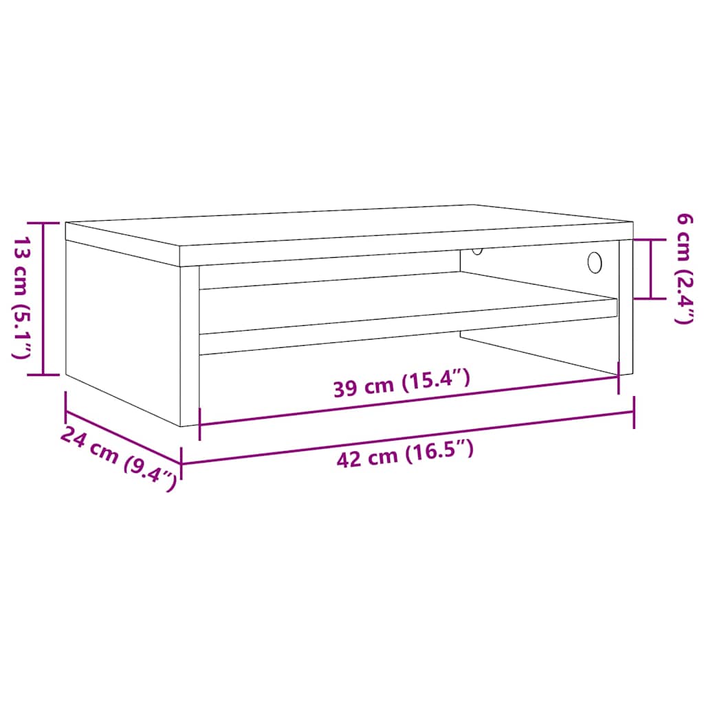 Schermo sta 42x24x13 cm colore in rovere nero in legno - number 10.
