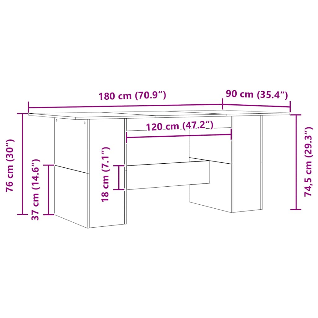 Stół 180x90x76 cm zbudowany drewniany kolor czarnego dębu - number 11.