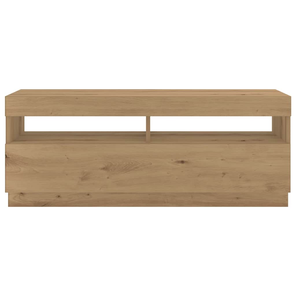 Tv-bord med led-lys 300x35x40 cm konstrueret træ kunsteg - artisan eg, 1 - number 7.
