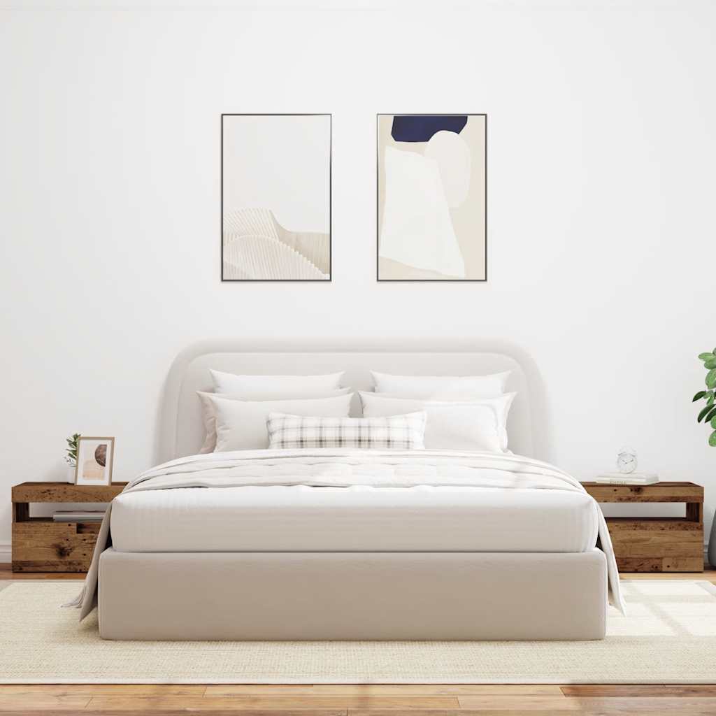 Sengeskab med led-lys gammelt træ 60x35x40 cm konstrueret træ - number 4.