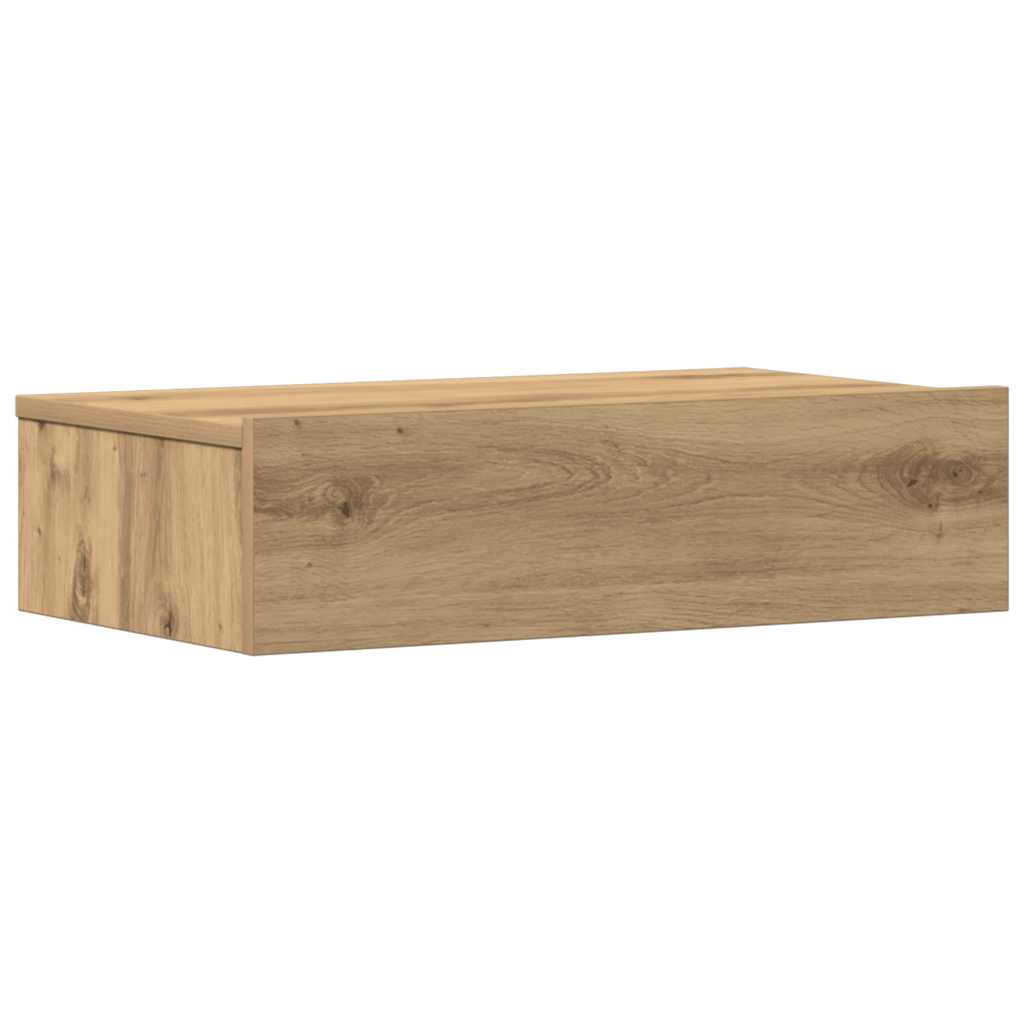 Sengebord 60x35 cm konstrueret træ kunsteg - artisan eg, 1, med 2 skuffer - number 6.