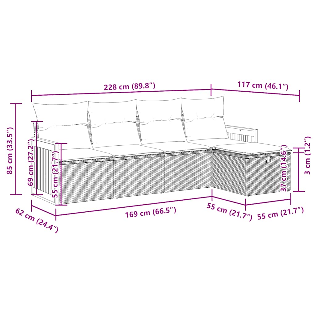 Części zestawu wypoczynkowego z poduszkami polirattan - szary, ze schowkiem, 7 - number 12.