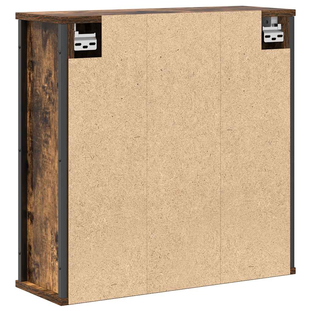 Vægskab til badeværelse med spejl 60x21x60 cm - røget egetræ - number 7.