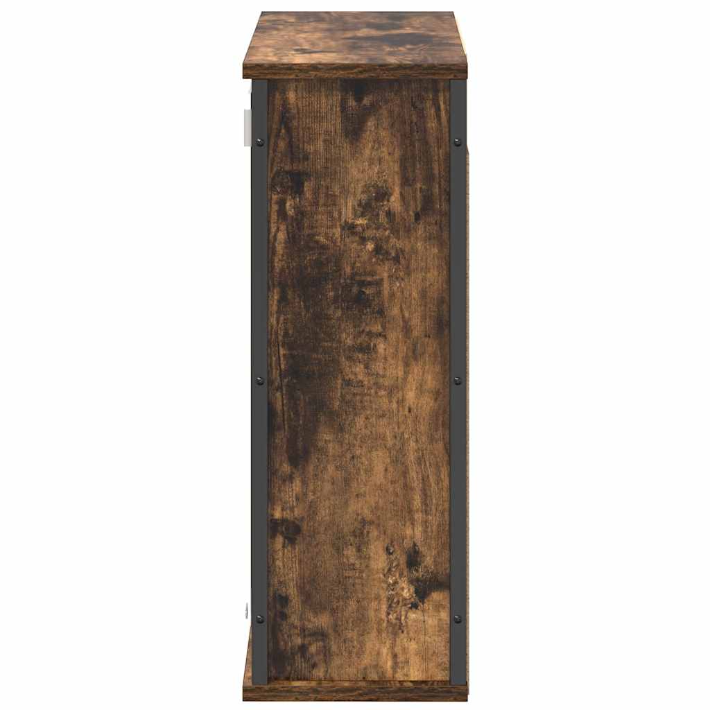 Vægskab til badeværelse med spejl 60x21x60 cm - røget egetræ - number 6.