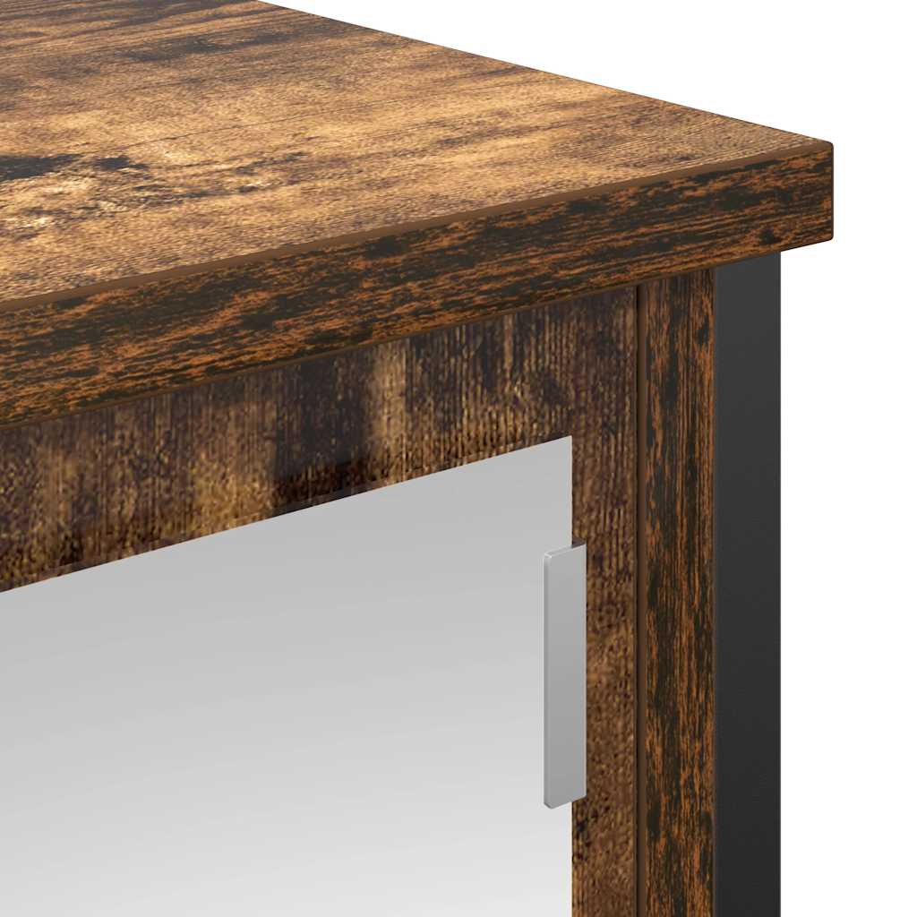 Vægskab til badeværelse med spejl 60x21x60 cm - røget egetræ - number 9.