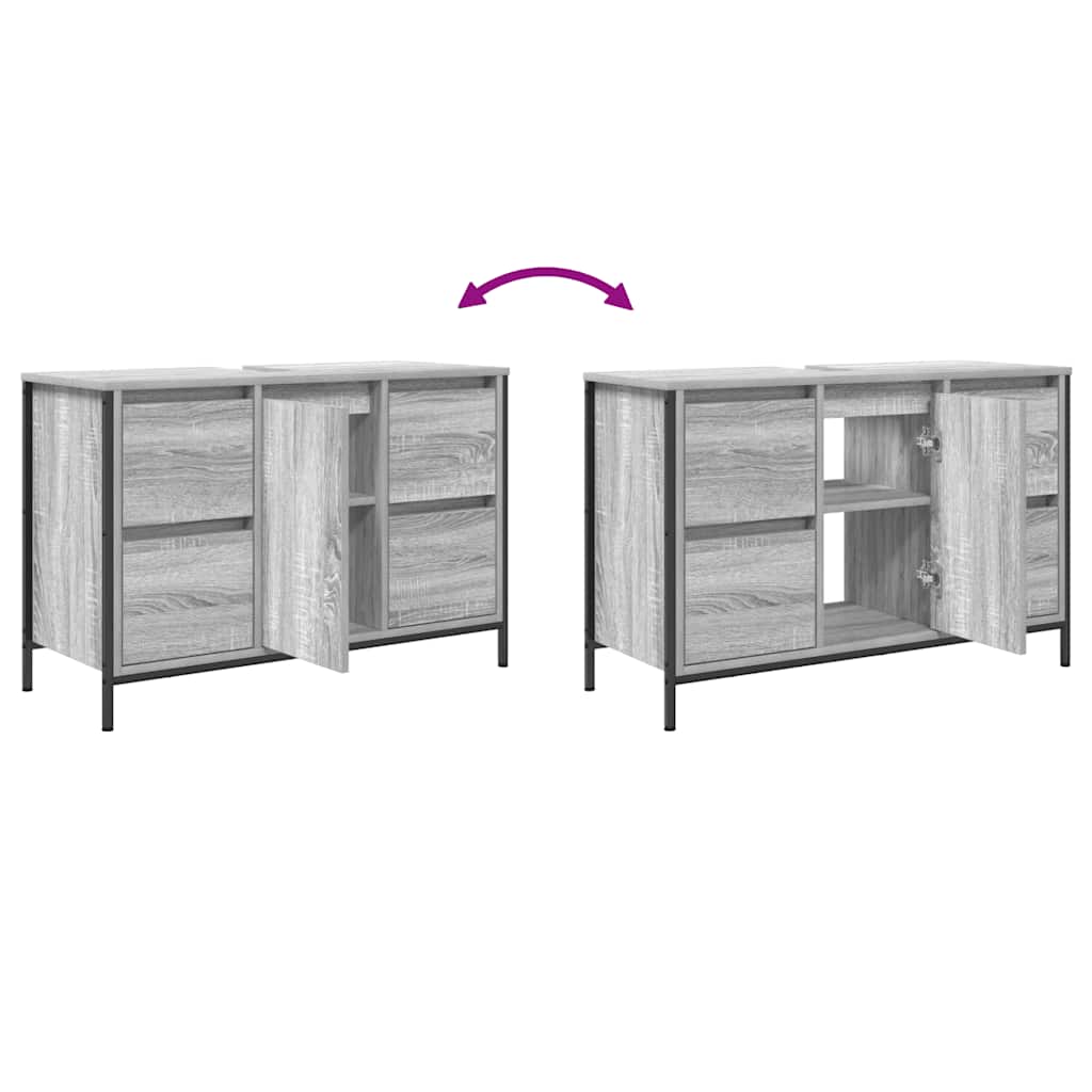 Håndvaskskab med skuffer 90x34,5x60 cm grå sonoma-eg - number 10.