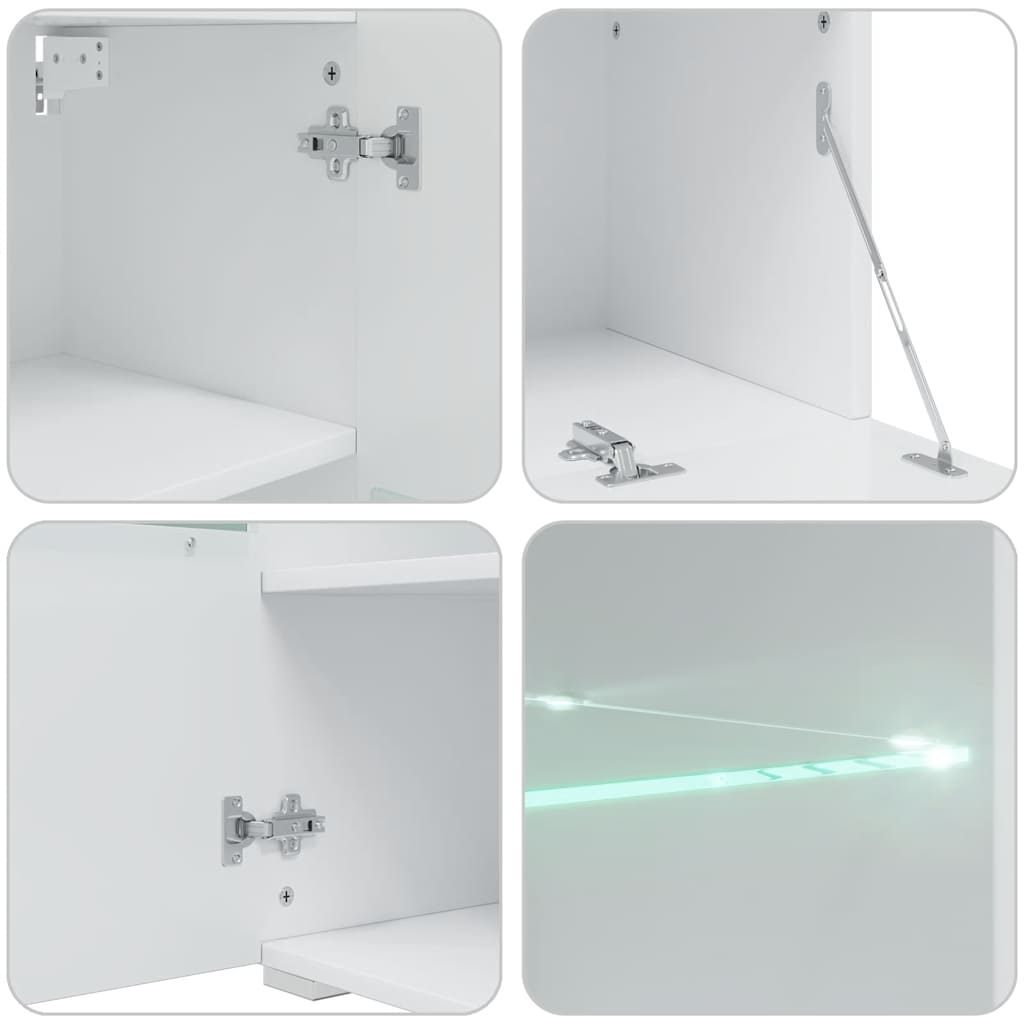 5-delt tv-skap med led-belysning, konstruert tre - steingrå - number 12.