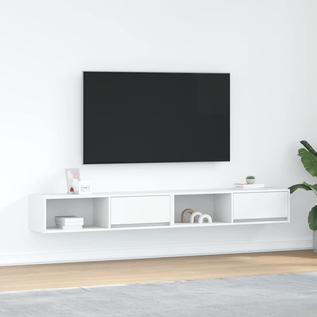 Tv -tabeller pc -er. 100x31x25.5 cm constructed wood - white, 2, 100 cm - number 1.