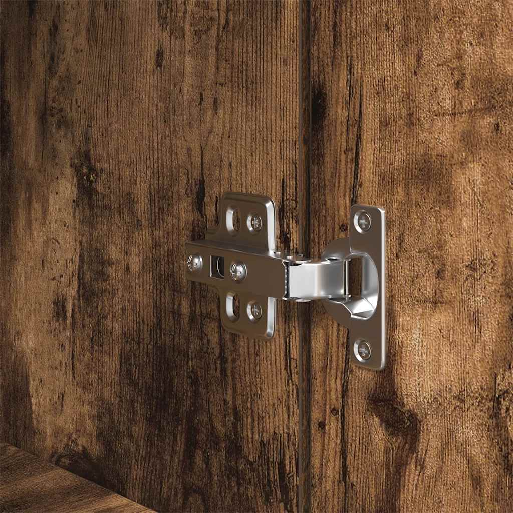 Sengeborde 2 stk. 39x35x65 cm konstrueret træ røget egetræ - number 12.