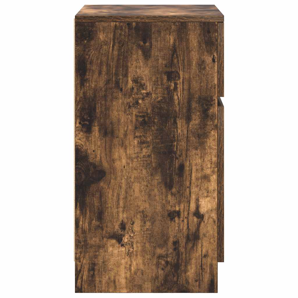 Sengeborde 2 stk. 39x35x65 cm konstrueret træ røget egetræ - number 8.