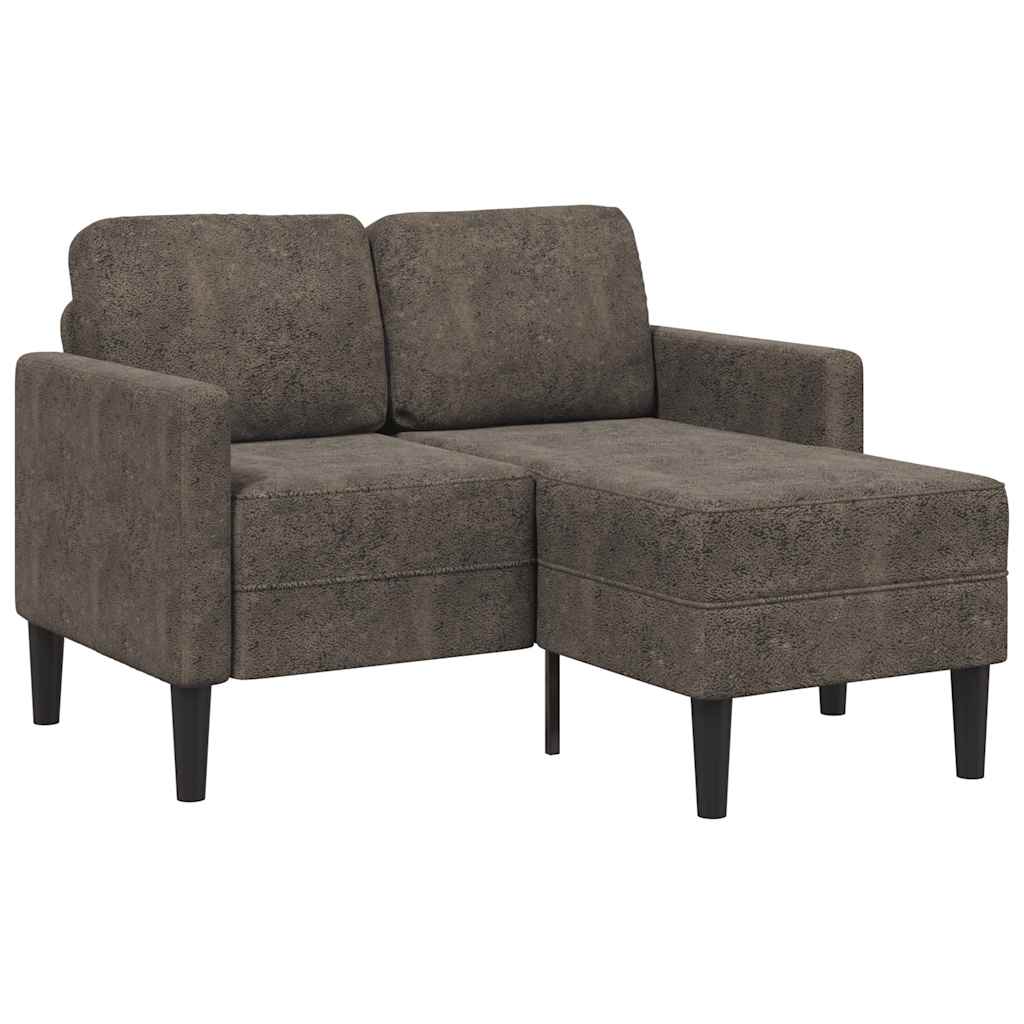 2-personers sofa med chaiselong l-formet 125 cm kunstlæder - mørkegrå - number 1.