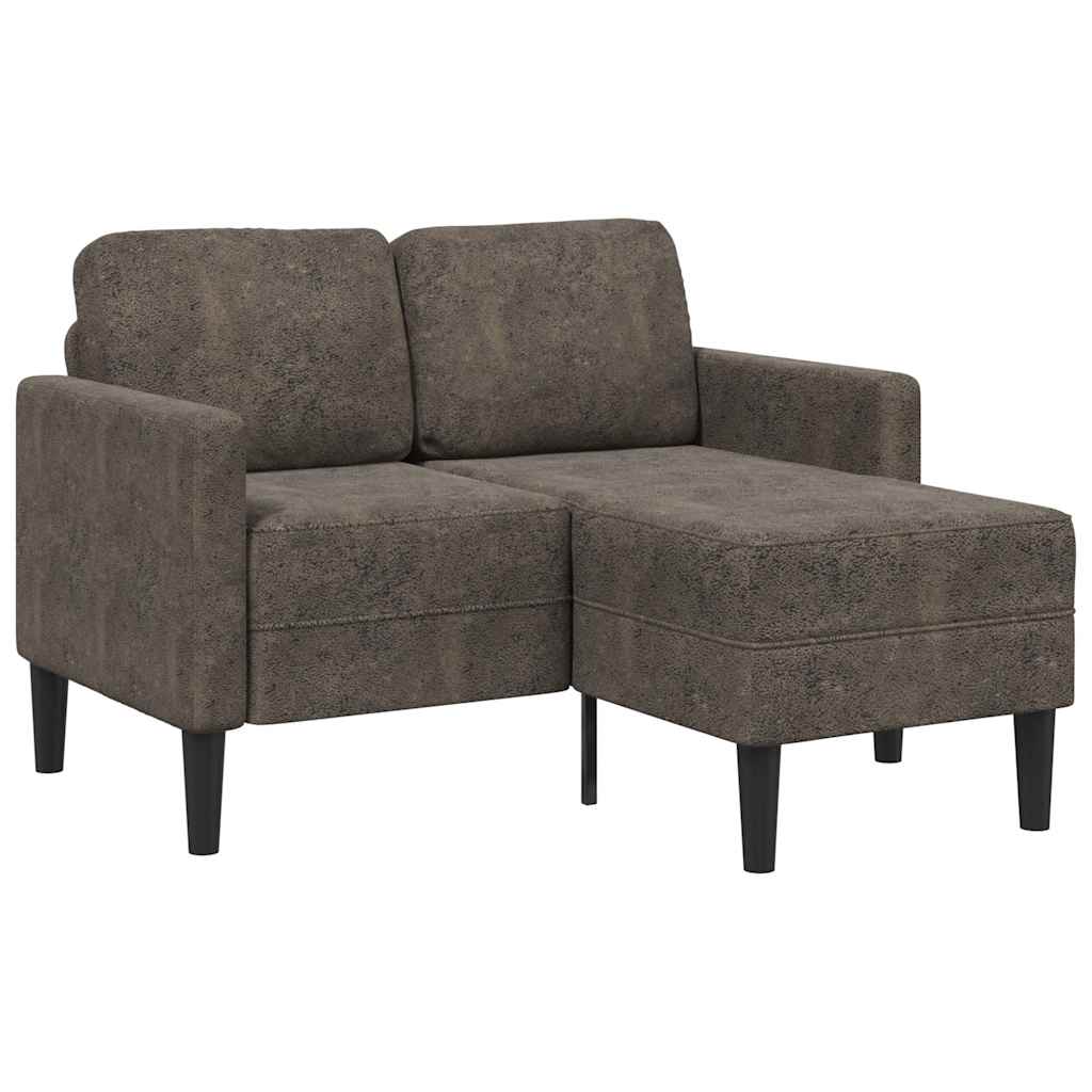 2-personers sofa med sjeselounge l-formet 125 cm kunstig skinn-mørk grå - number 2.