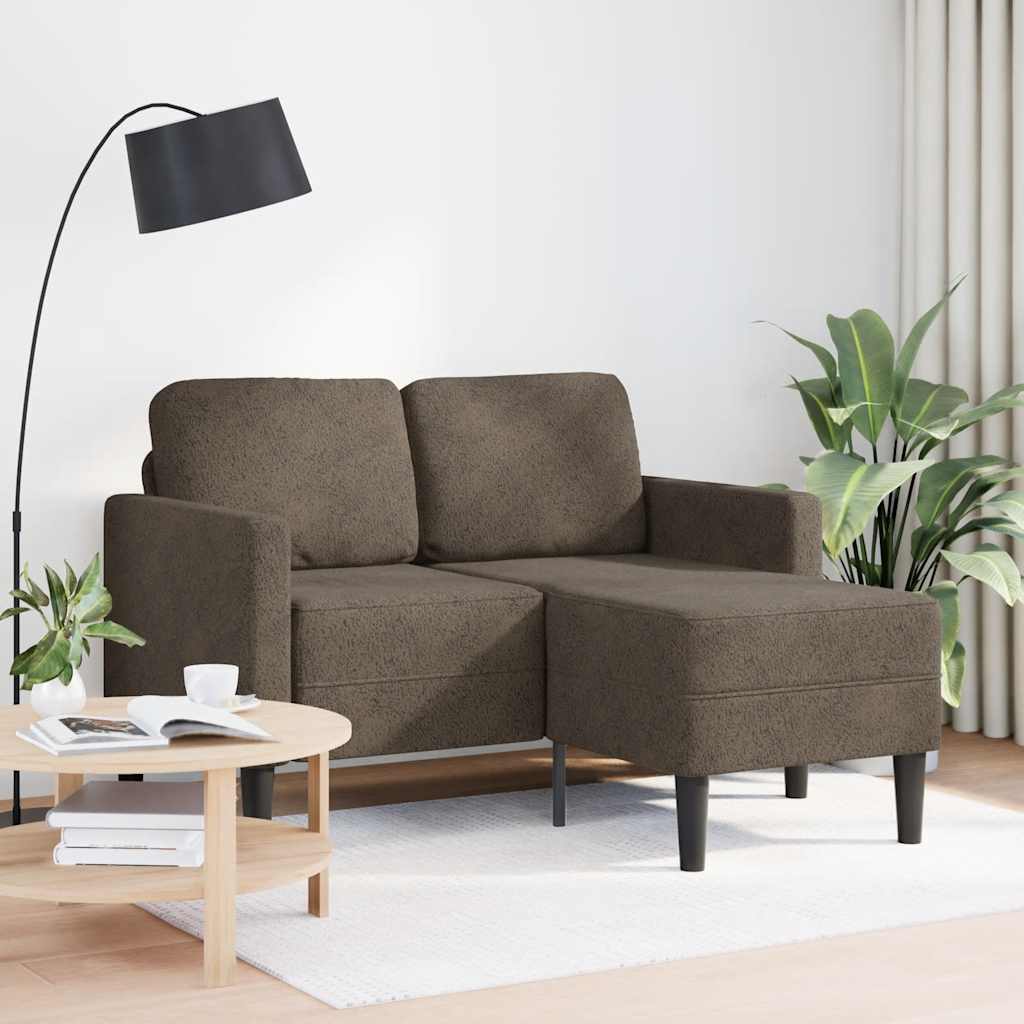 2-personers sofa med sjeselounge l-formet 125 cm kunstig skinn-mørk grå - number 3.