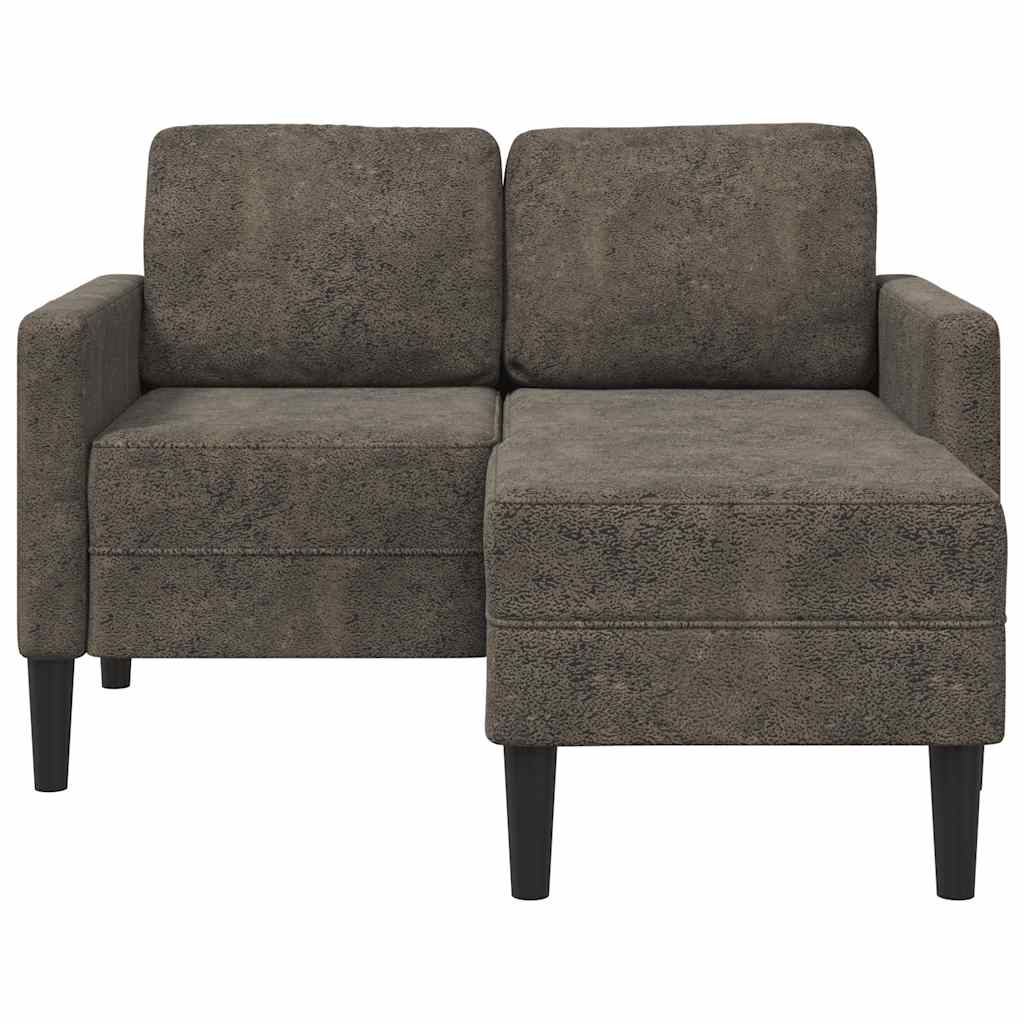 2-personers sofa med sjeselounge l-formet 125 cm kunstig skinn-mørk grå - number 4.
