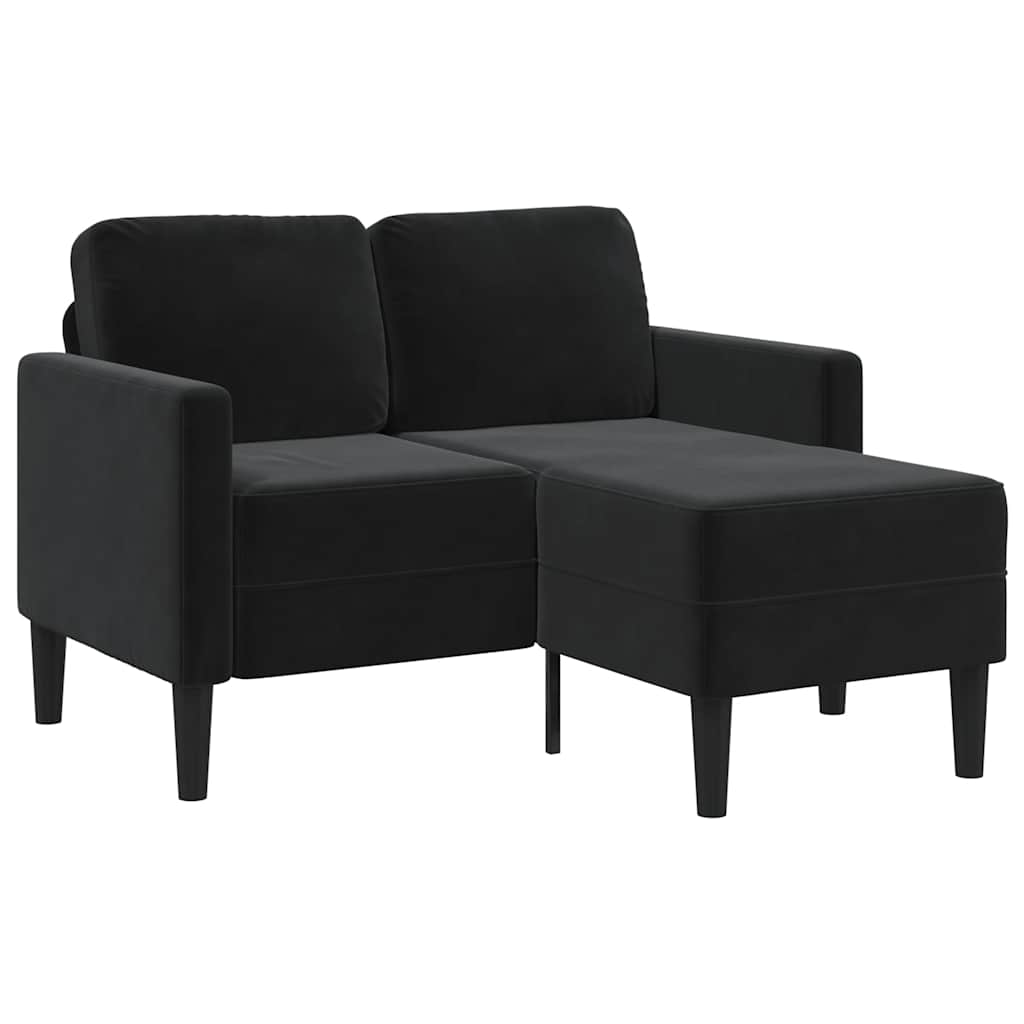 2-personers sofa med chaiselong l-formet 125 cm fløjl - sort - number 1.