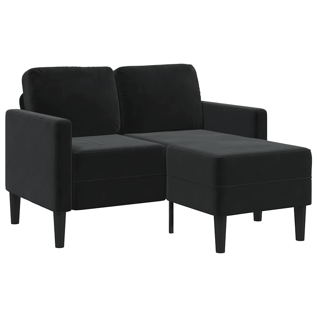 2-personers sofa med chaiselong l-formet 125 cm fløjl - sort - number 2.