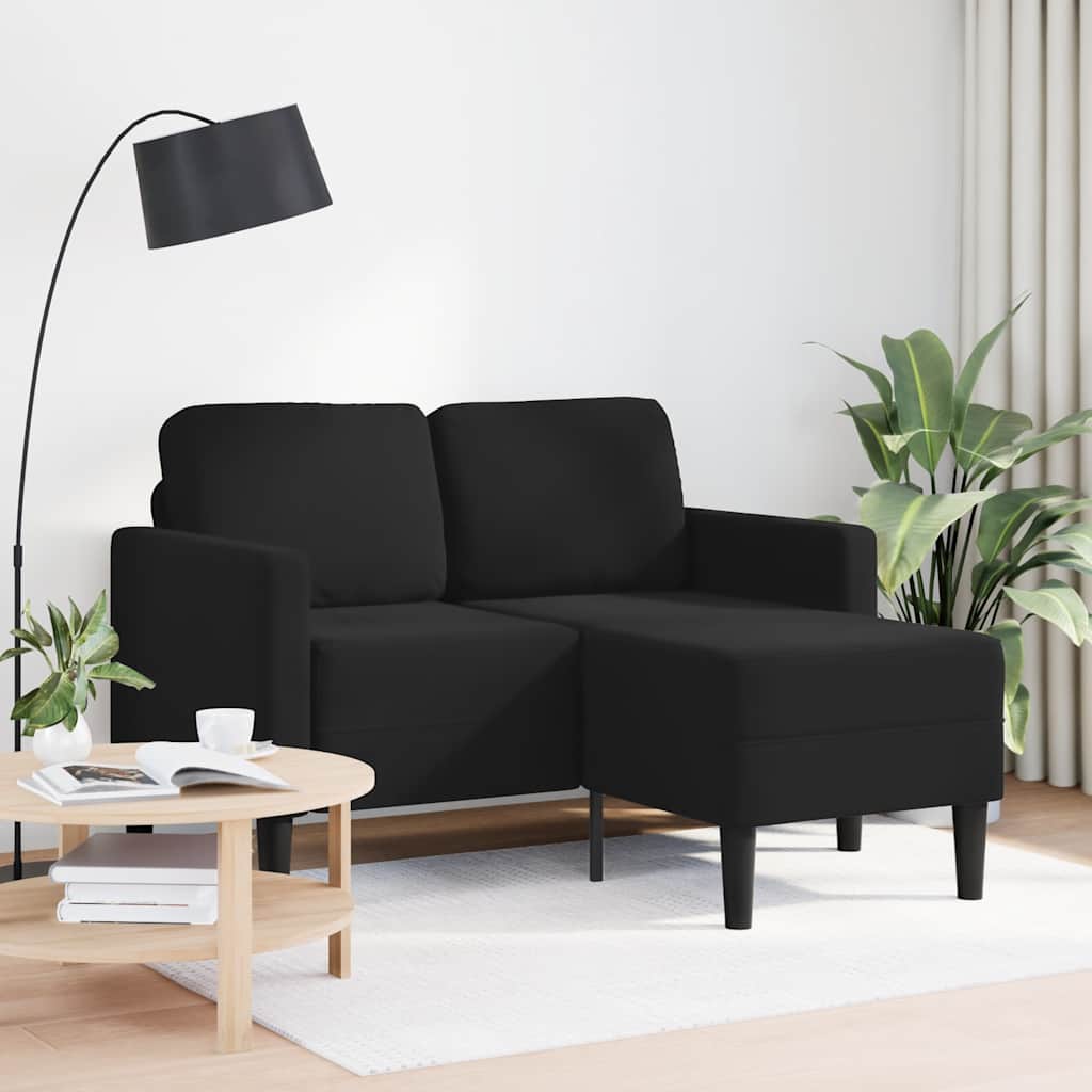 2-personers sofa med chaiselong l-formet 125 cm fløjl - sort - number 3.