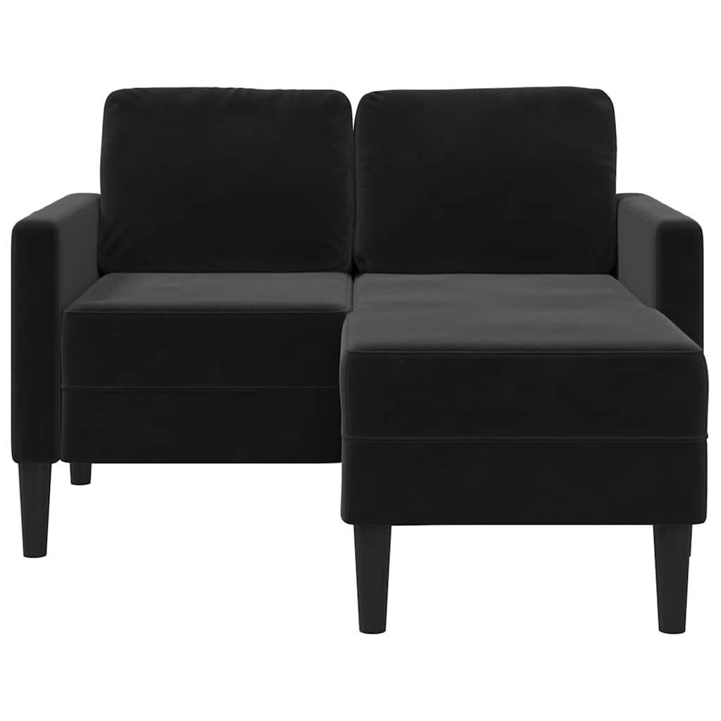 2-personers sofa med chaiselong l-formet 125 cm fløjl - sort - number 5.