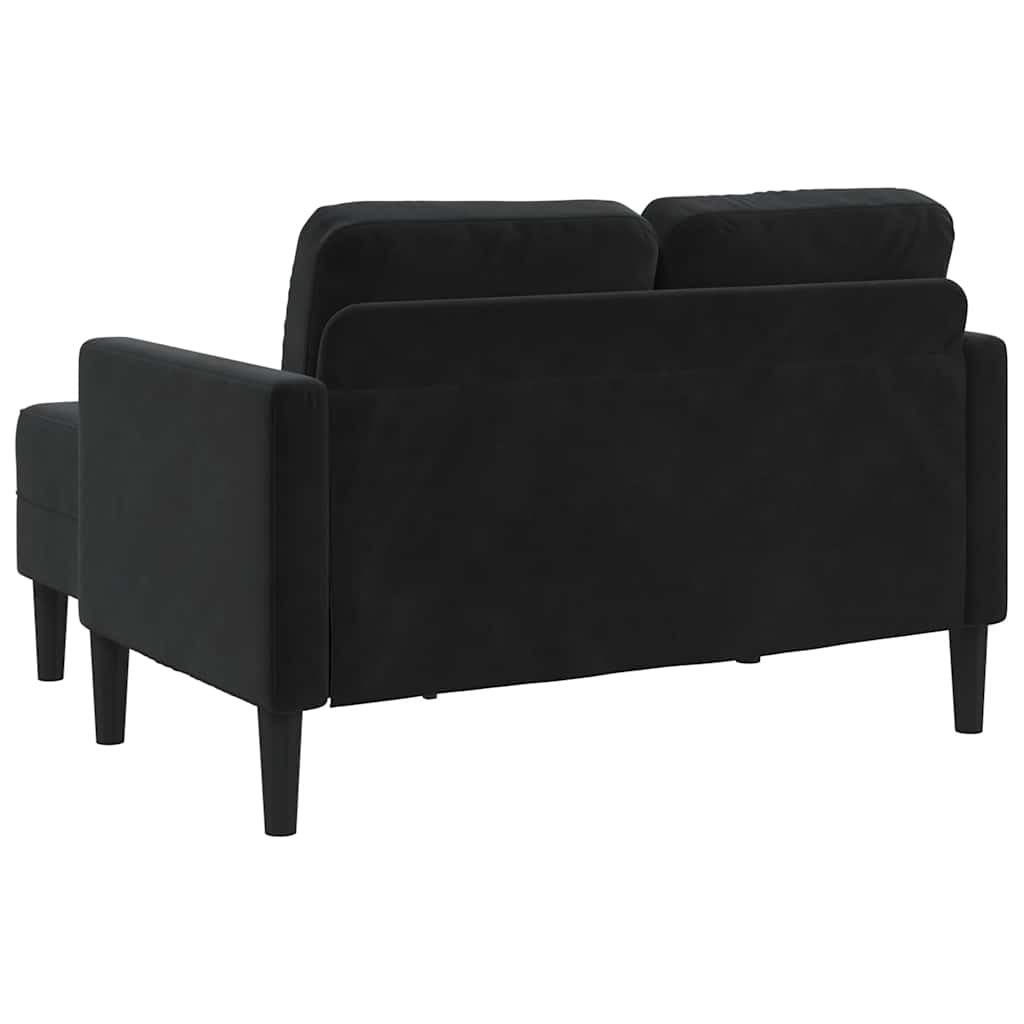 2-personers sofa med chaiselong l-formet 125 cm fløjl - sort - number 7.