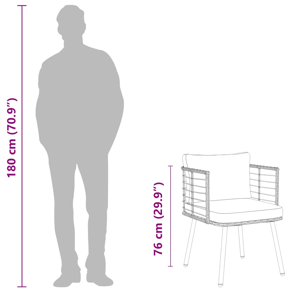 Vrtna stolica s jastucima poliratan crna - tamno siva - number 10.