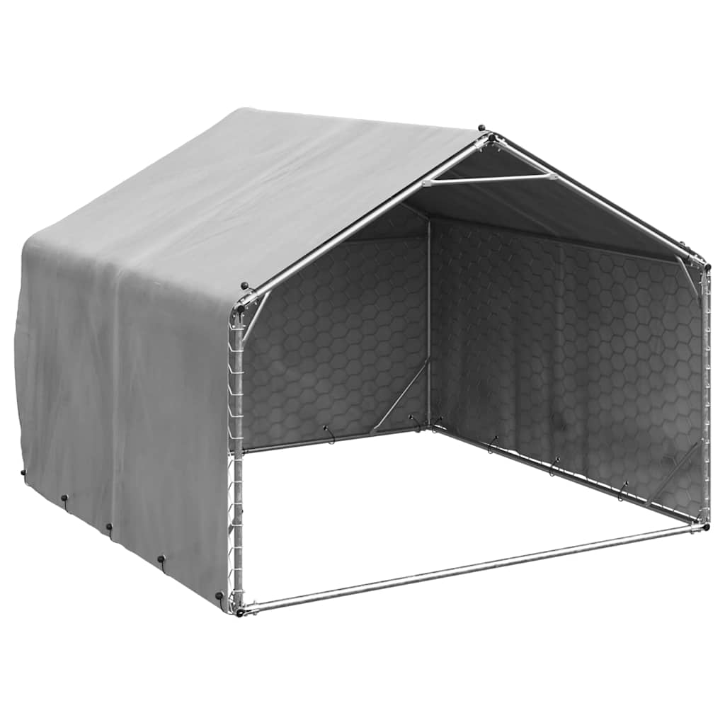 Cour de chien extérieur avec couvercle 2x2x1,5 m en acier galvanisé - 2 x 2 x 1,5 m - number 1.