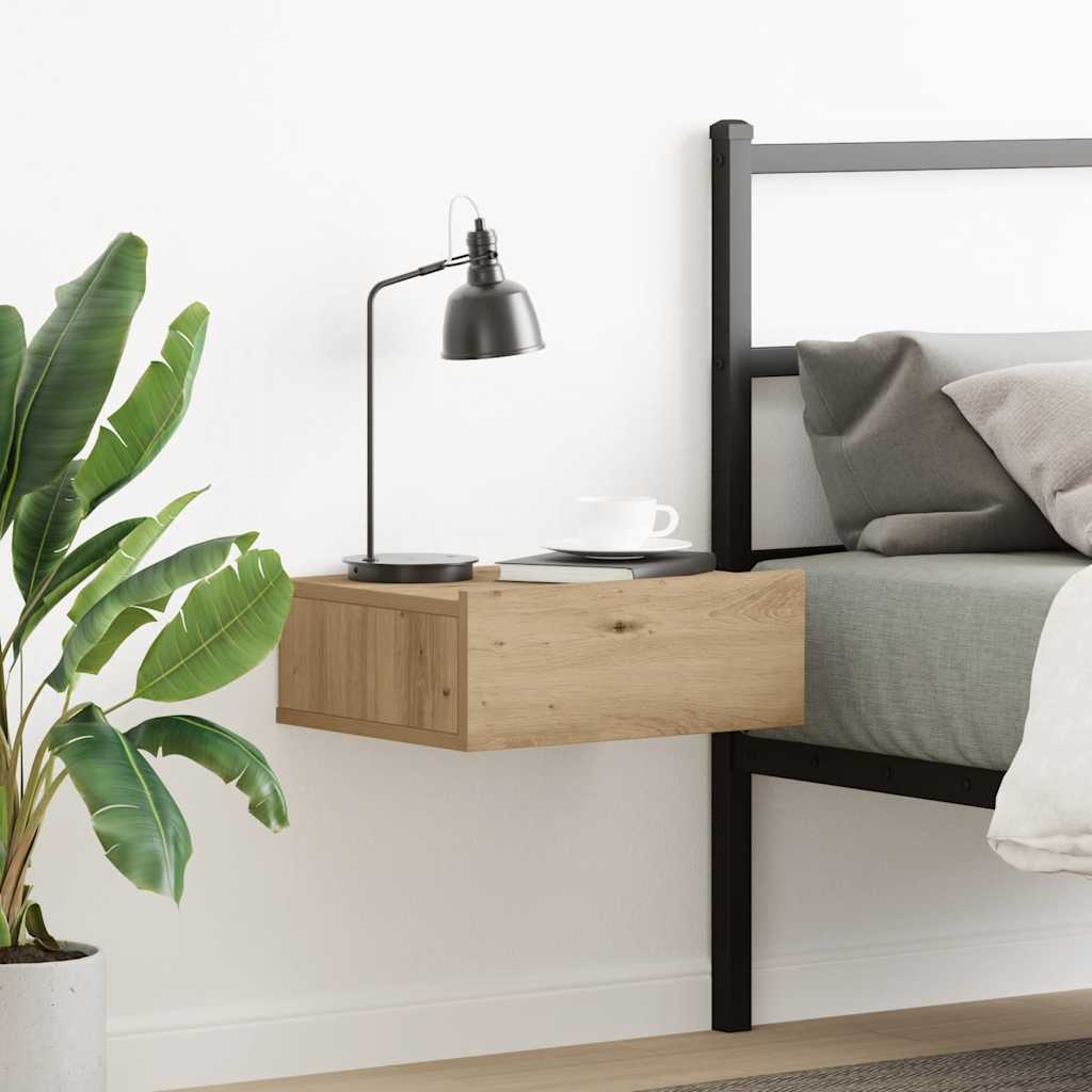 Stolik nocny ścienny 40x32x15 cm drewno klejone sztuczny dąb - number 3.