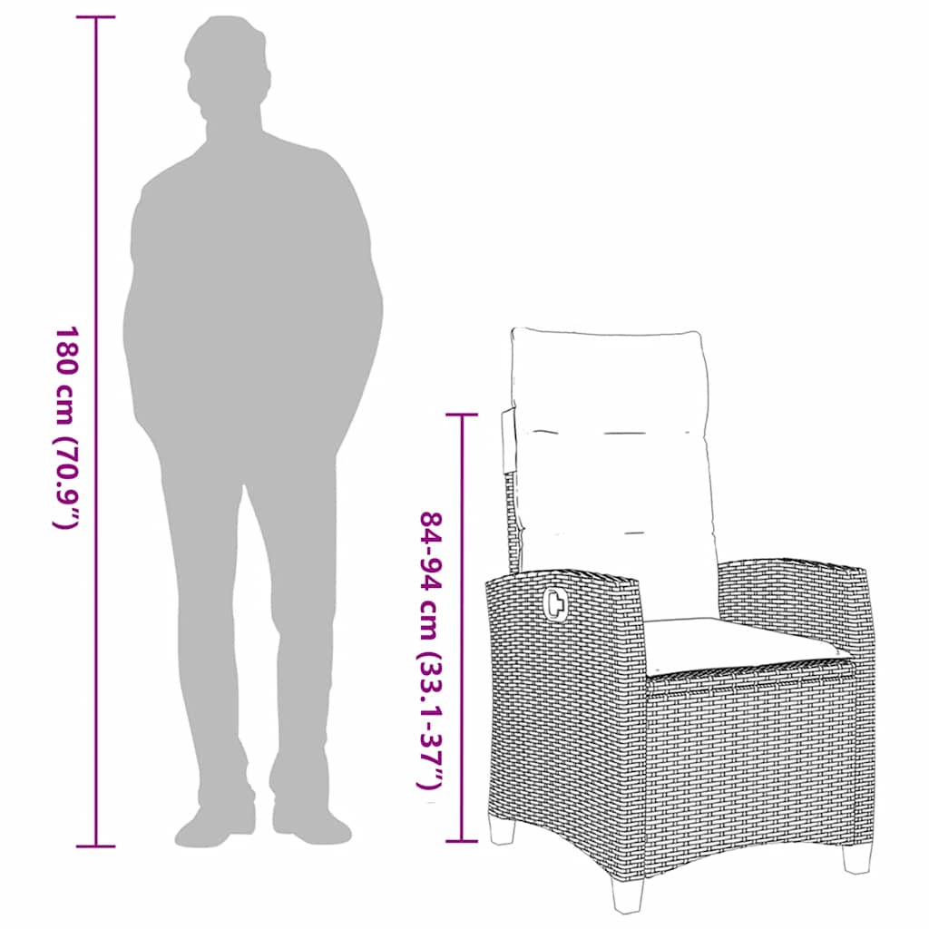 Vrtna stolica s oblogom i bočnim stolom polirattan - siva i plava, 1, bez stopala - number 12.