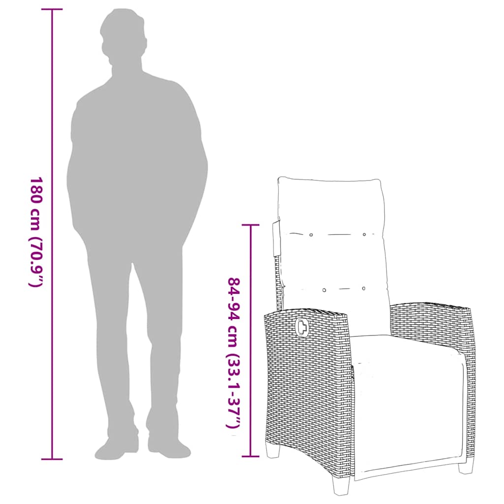 Vrtna stolica s oblogom i bočnim stolom polirattan grey - number 12.