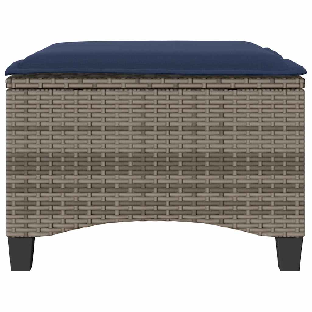 Havestole med hynder 2 stk. 55x55x36 cm polyrattan grå - grå og blå, 1 - number 4.