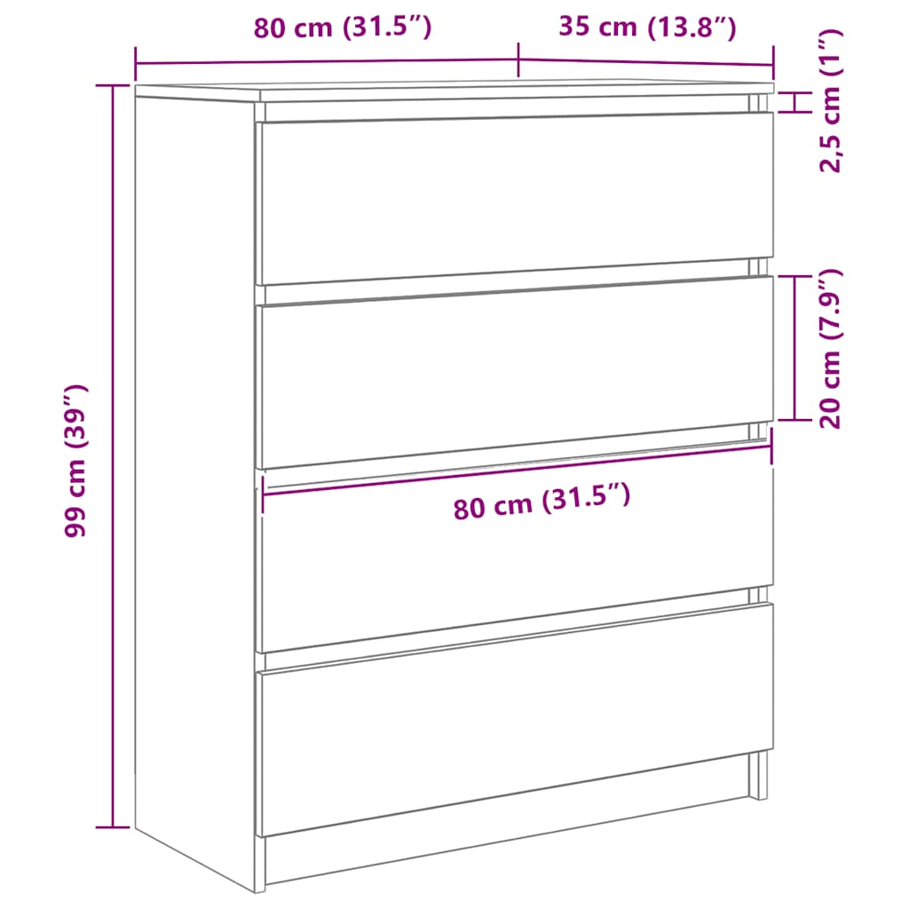 Skænk 80x35x99 cm konstrueret træ kunsteg - artisan eg, 1-1 - number 12.